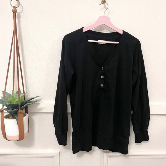 Pact Organic Cotton Airplane Button Tunic Black Size M - Picture 2 of 6